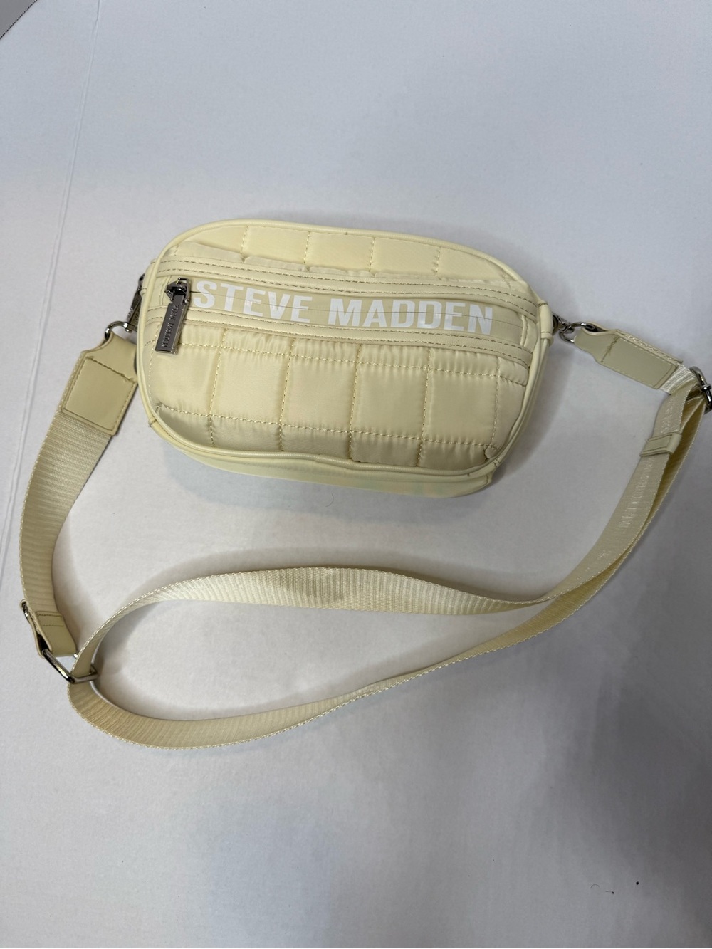 Steve Madden Pale Yellow Quilted Belt Bag